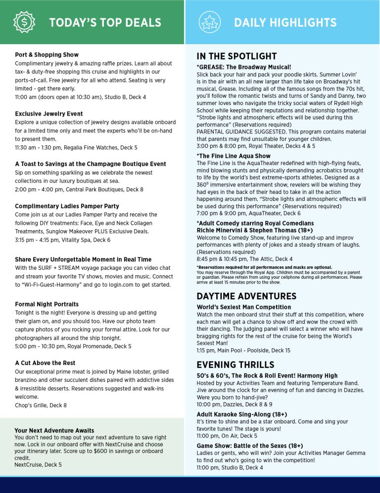 Harmony of the Seas Cruise Blog Day 2 Sea Day Cruise Spotlight