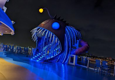 ultimate abyss slide entrance at night
