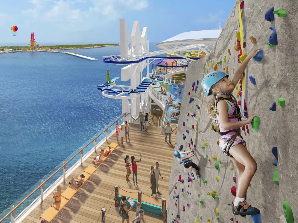 climbing wall on a cruise ship
