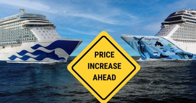 princess and norwegian ships with price increase sign