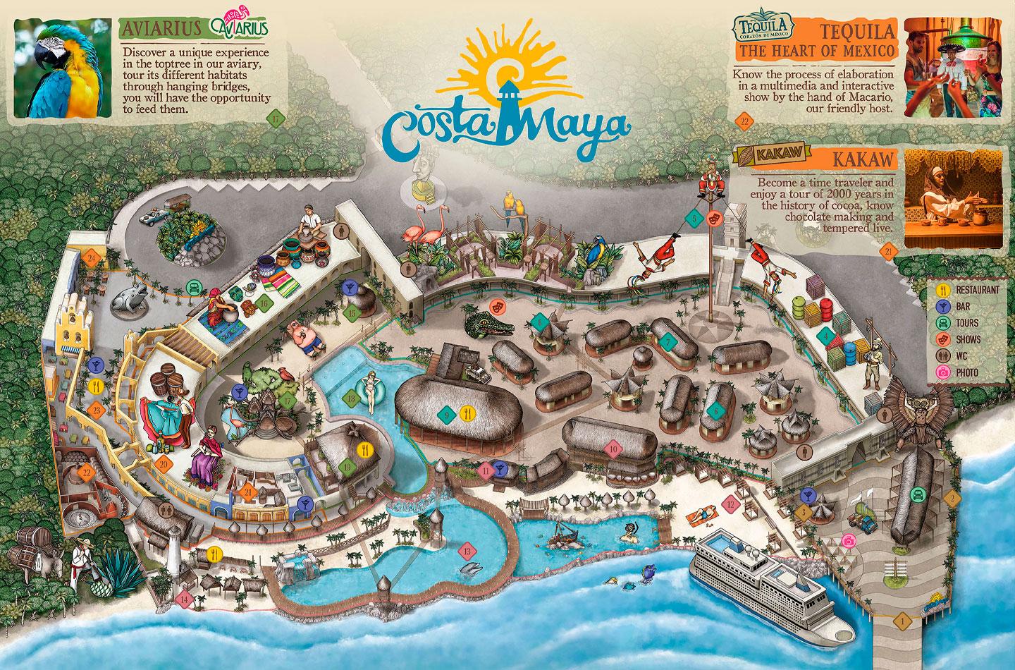 port costa maya map