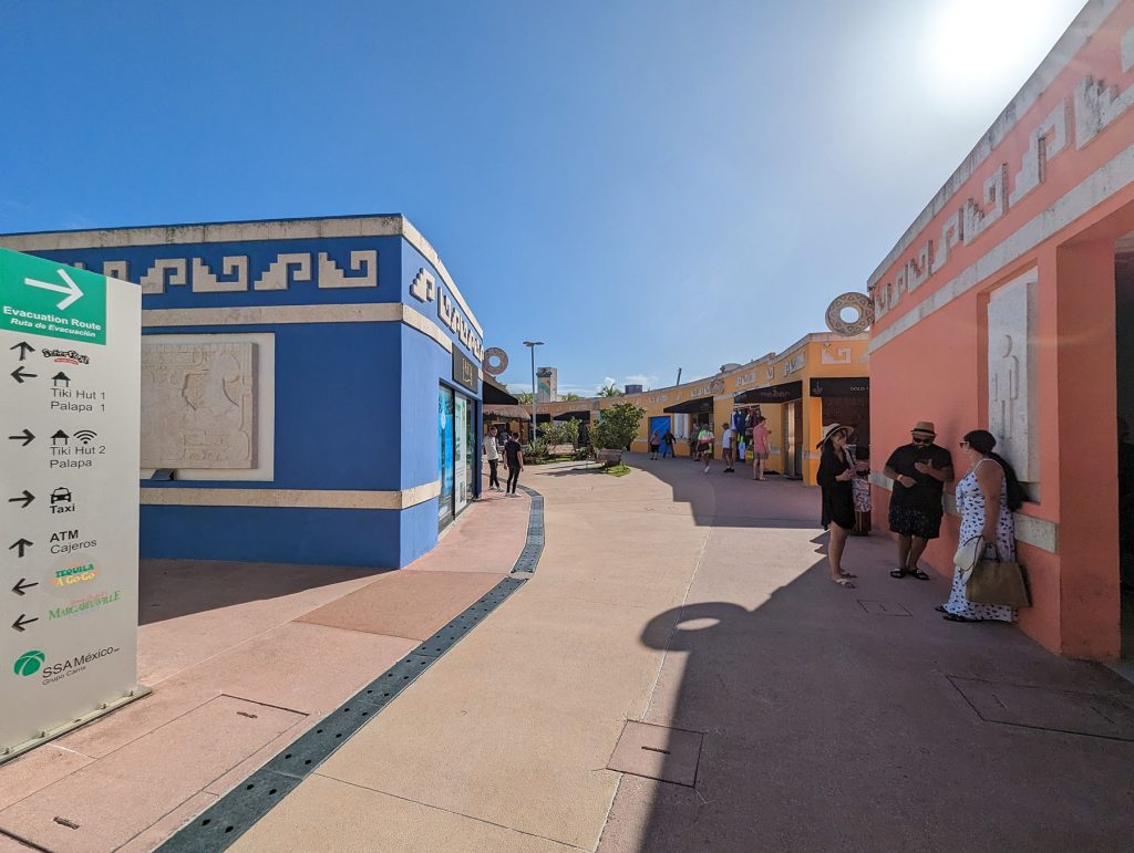 walkways in international cruise terminal in cozumel