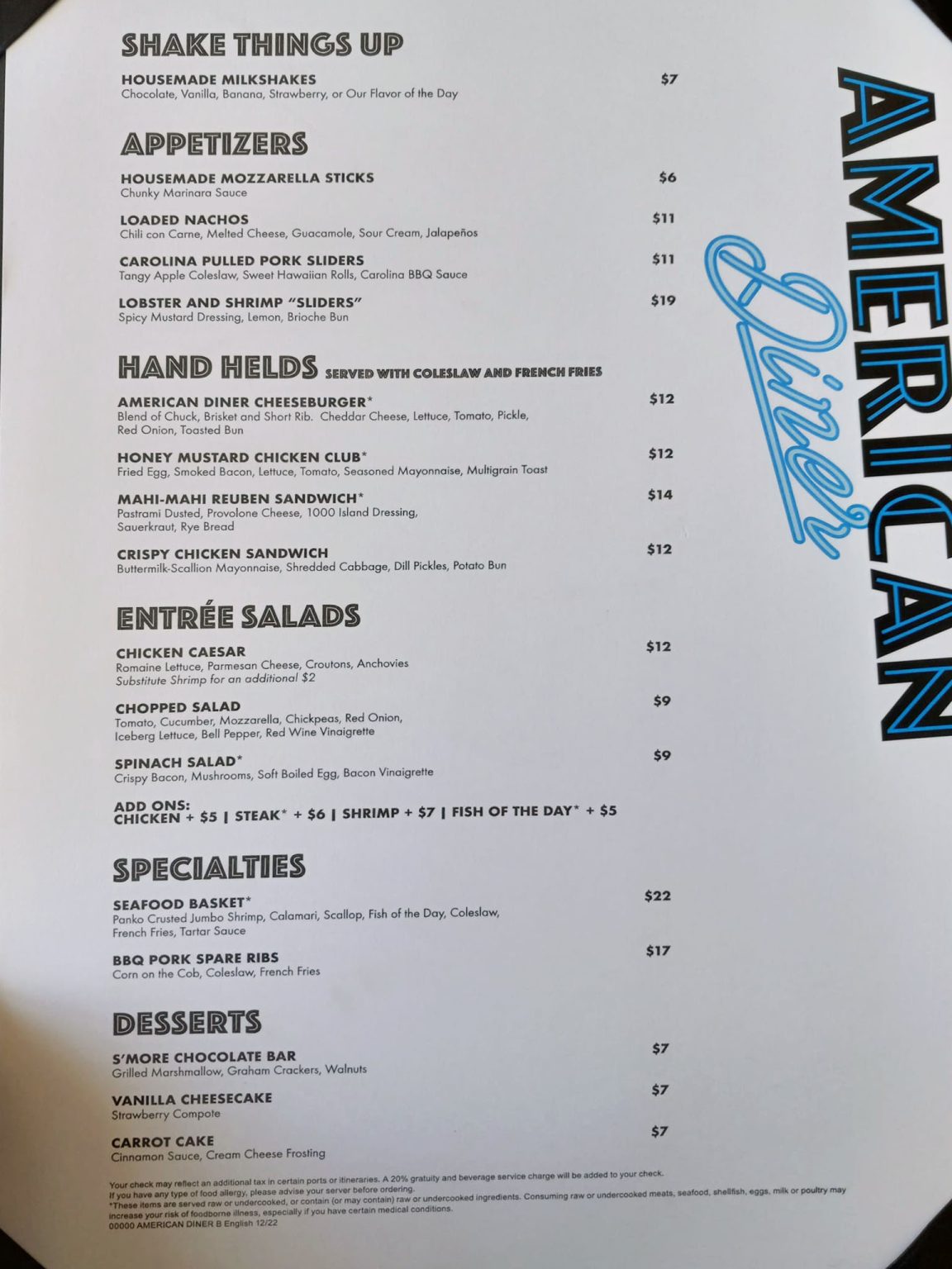 All About Norwegian S American Diner Cruise Spotlight   Norwegian American Diner Menu Jan 2023 1152x1536 