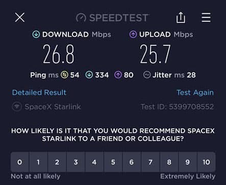 speed test starlink