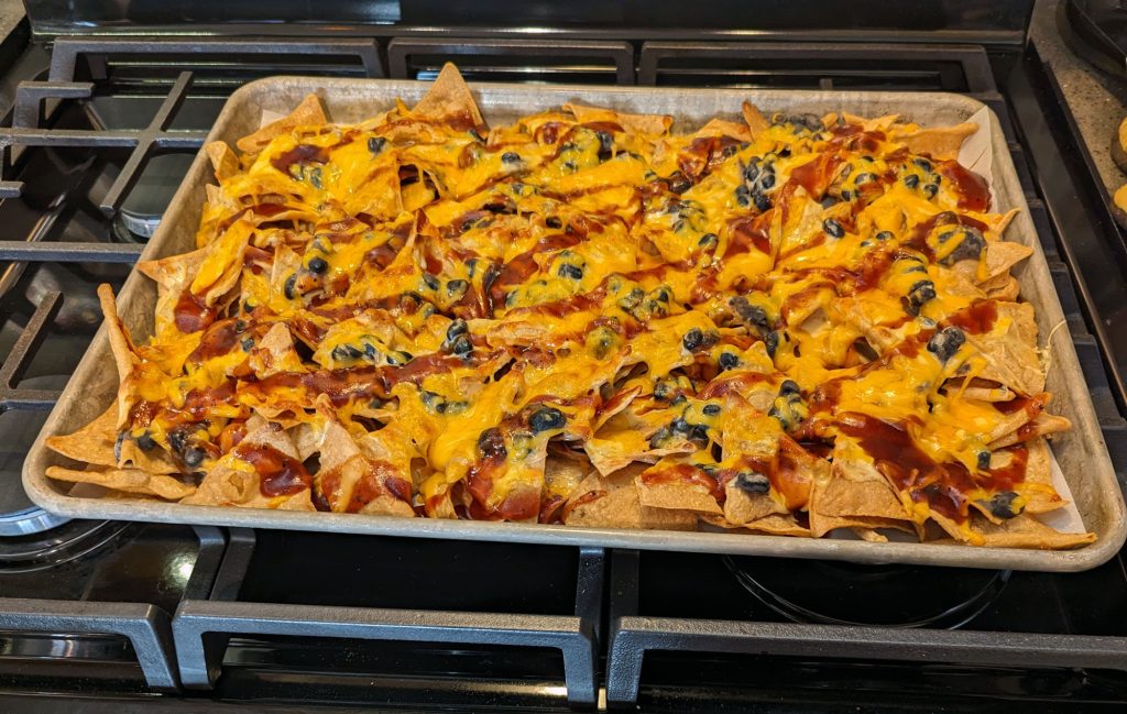 nachos on a sheet pan