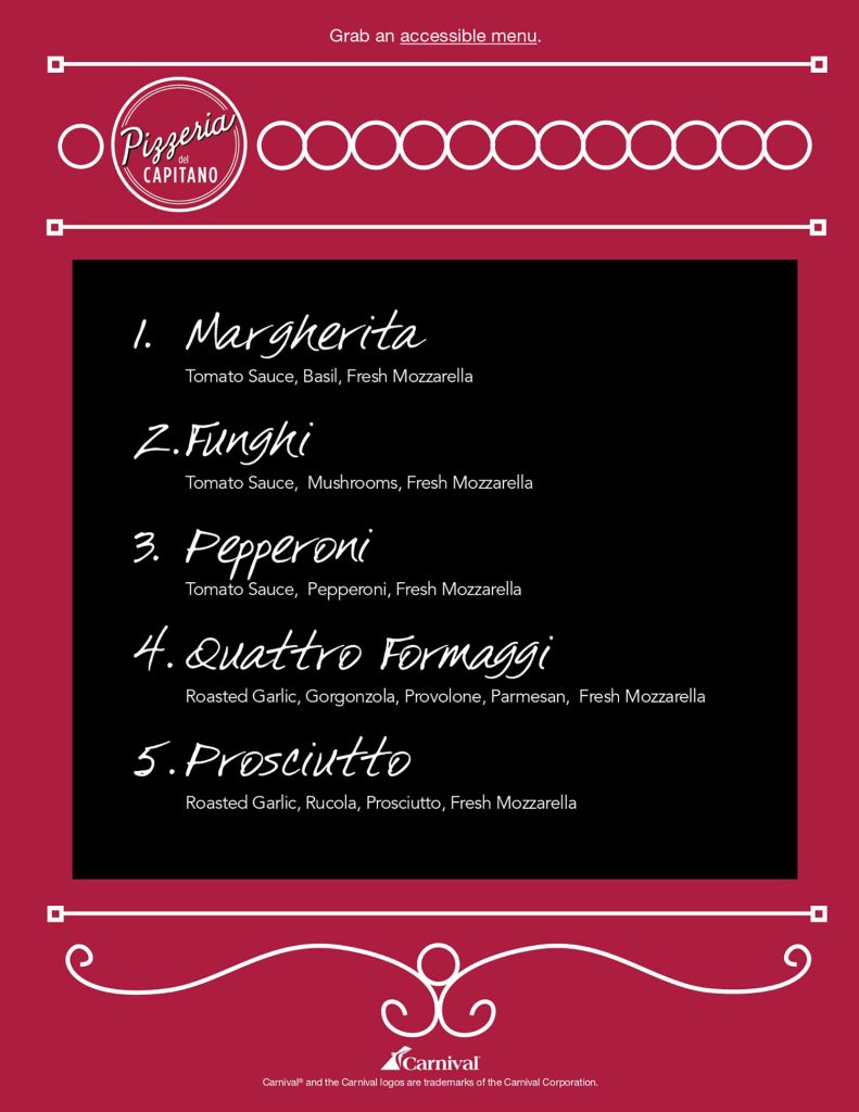 pizzeria del capitano menu