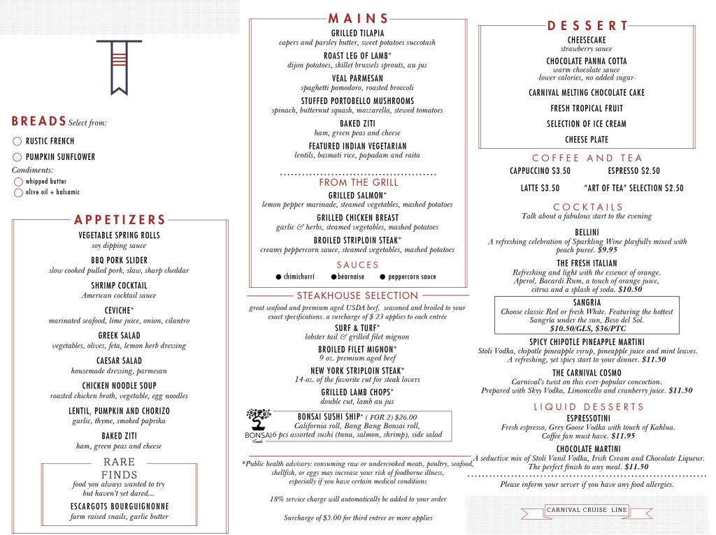 All About Carnival's Main Dining Room Cruise Spotlight