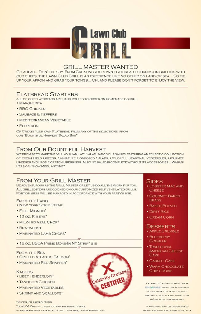 All About Celebrity's Lawn Club Grill Cruise Spotlight