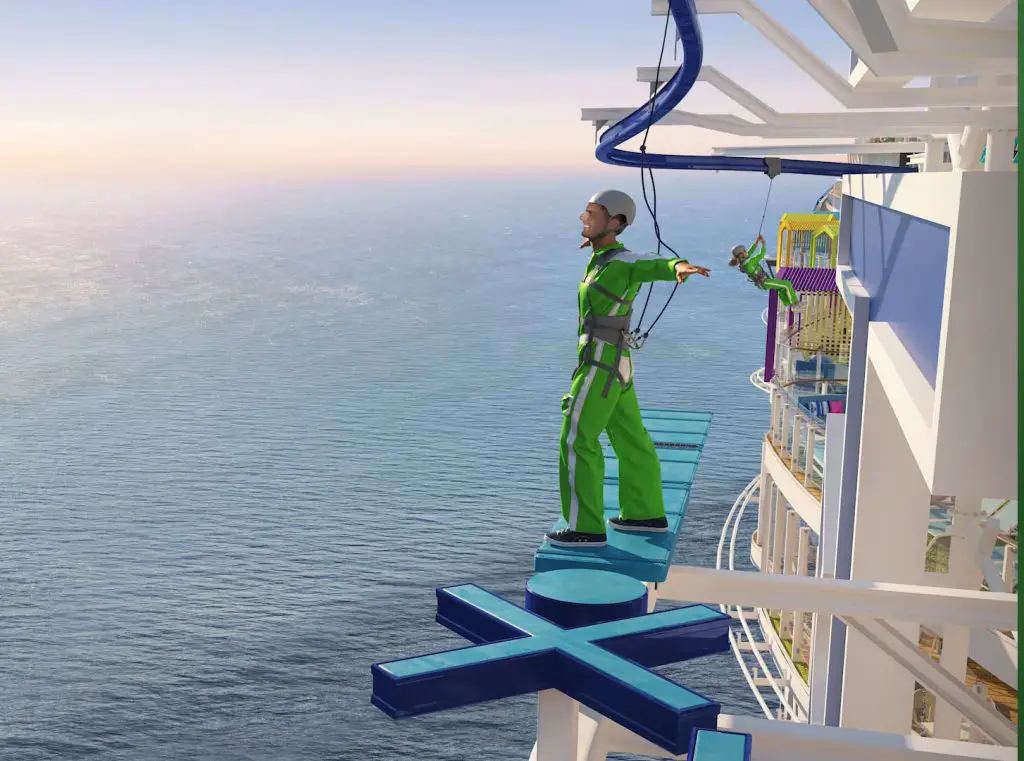 man on ropes course on cruise ship