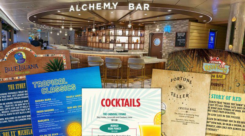 carnival cruise line bar menus.