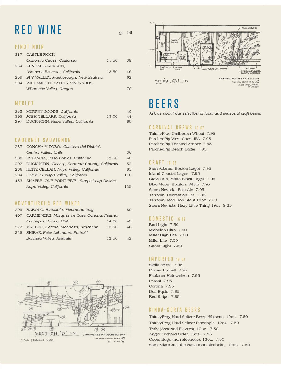 Carnival Drink Menus and Pricing (2025) - Cruise Spotlight