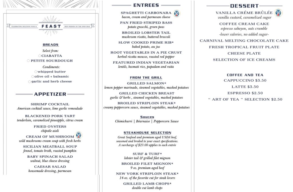 carnival mdr menu night 6