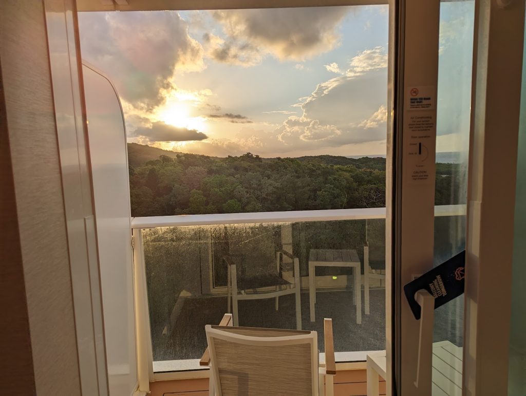 view of roatan from cruise ship balcony