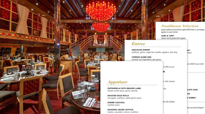 New Carnival Main Dining Room Menu