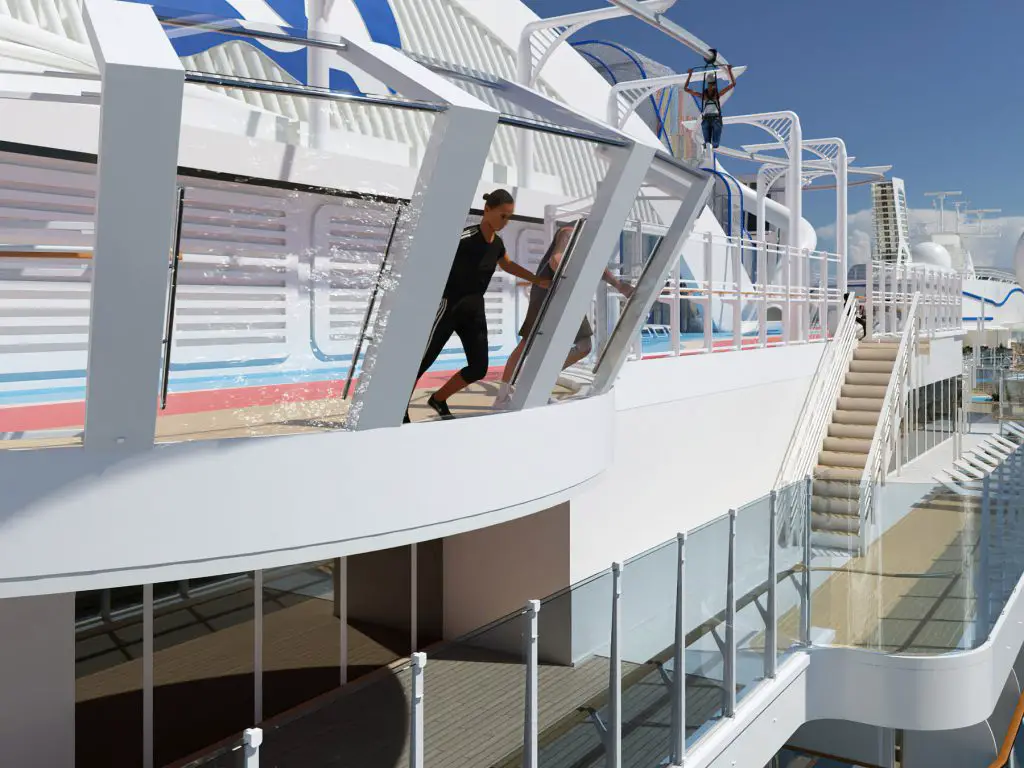 tilting glass walls on a cruise ship