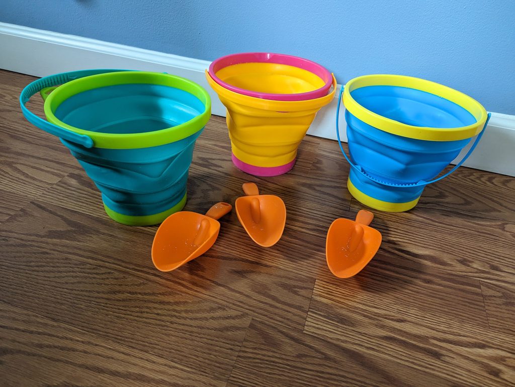 folding buckets expanded