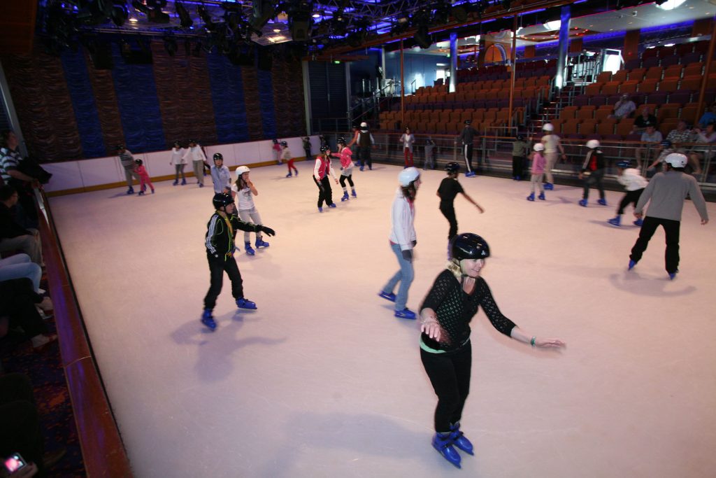 people ice skating on a cruise ship