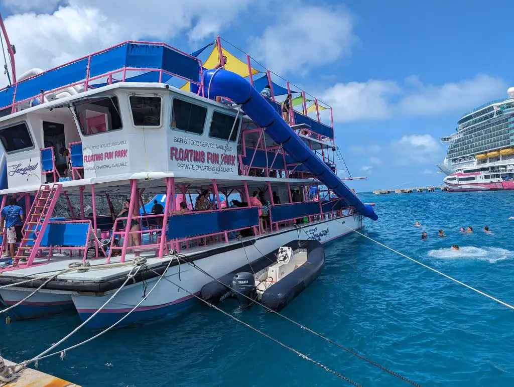 longtail floating fun park boat in bermuda
