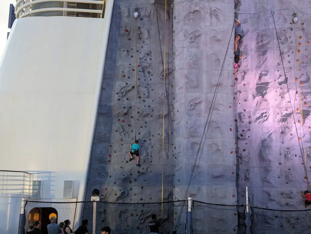 climbing wall on Liberty of the Seas