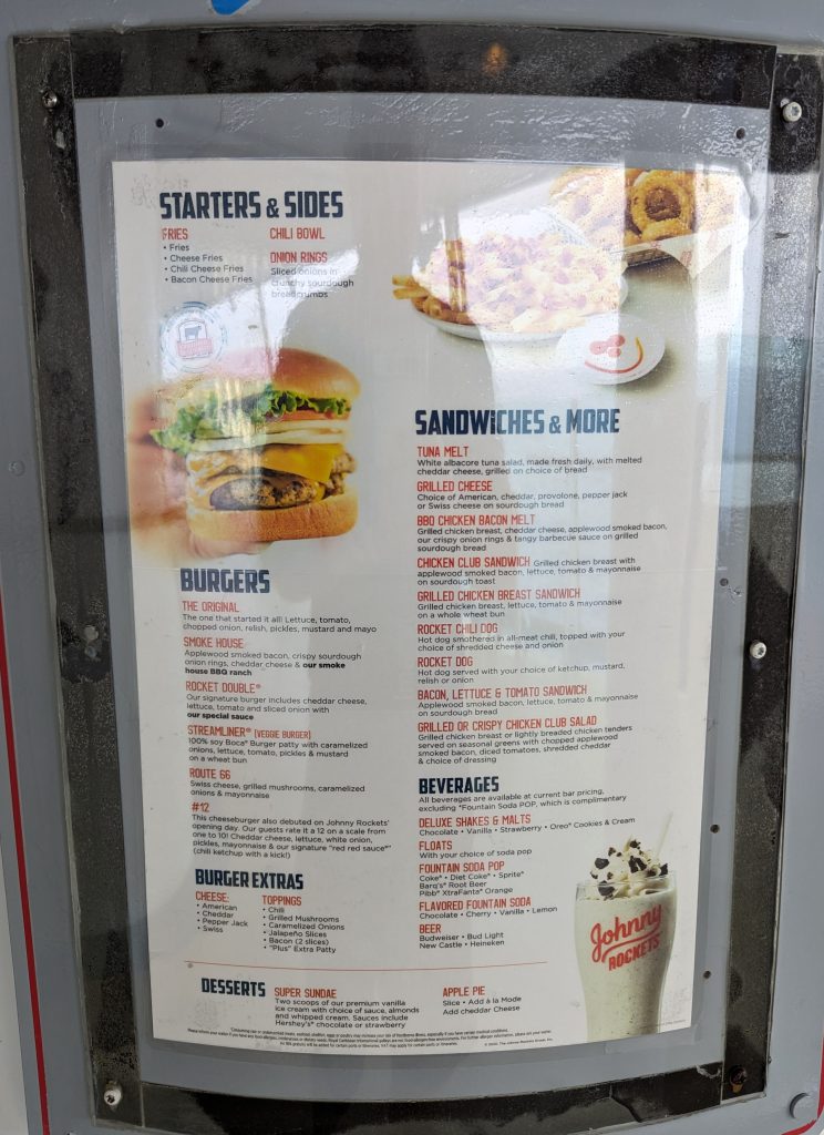 johnny rockets menu on liberty of the seas