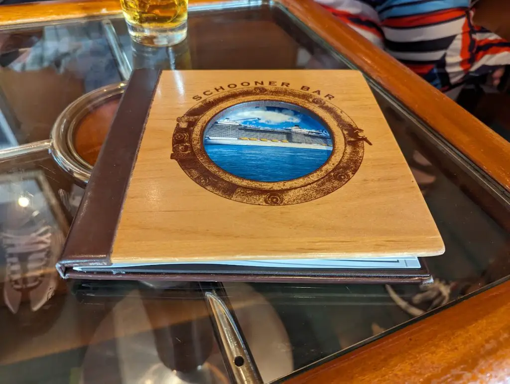 schooner bar menu cover