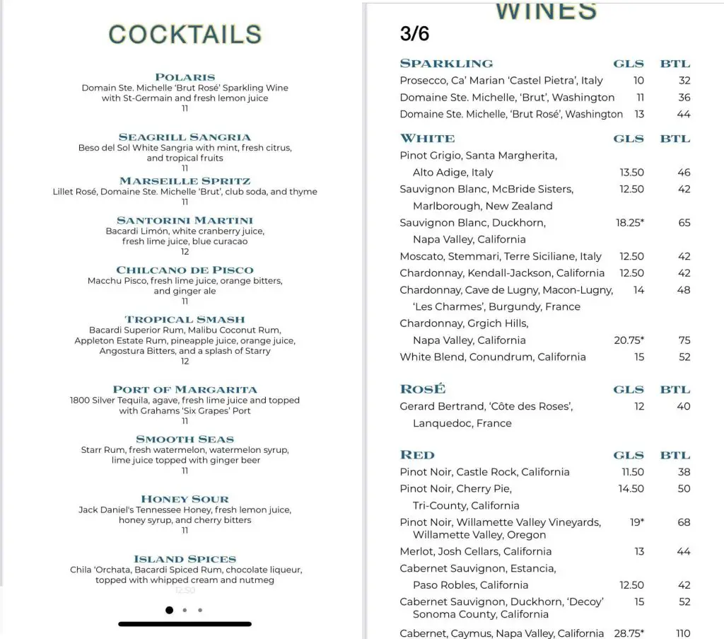 rudi's seagrill cocktail menu