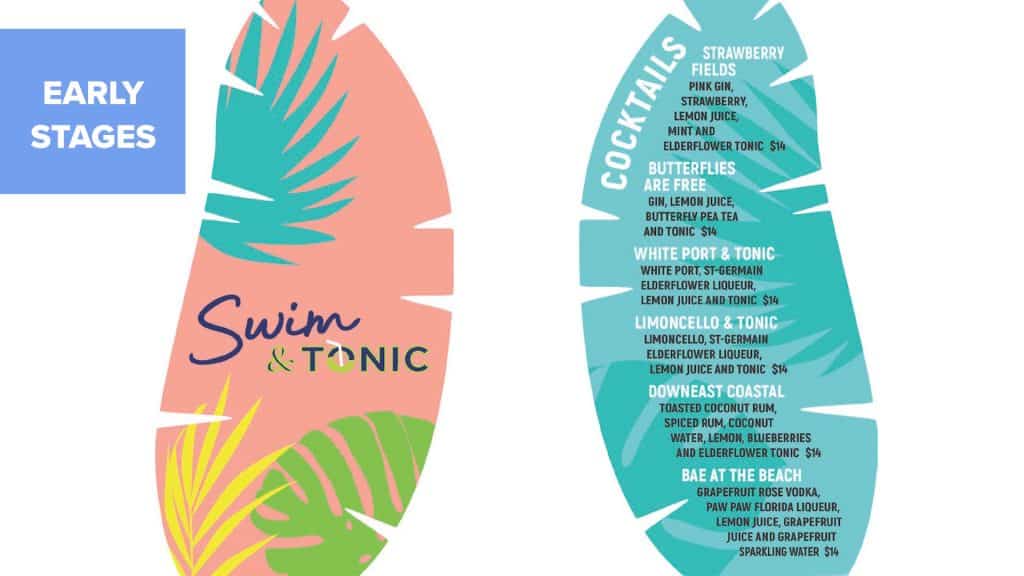 swim and tonic menu