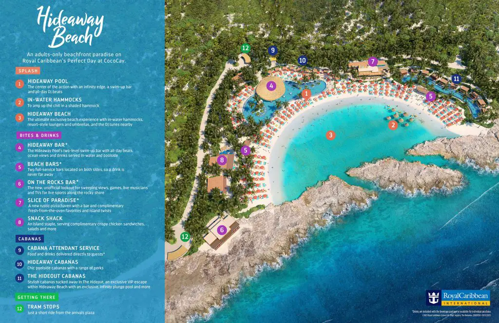 map of hideaway beach on perfect day at cococay