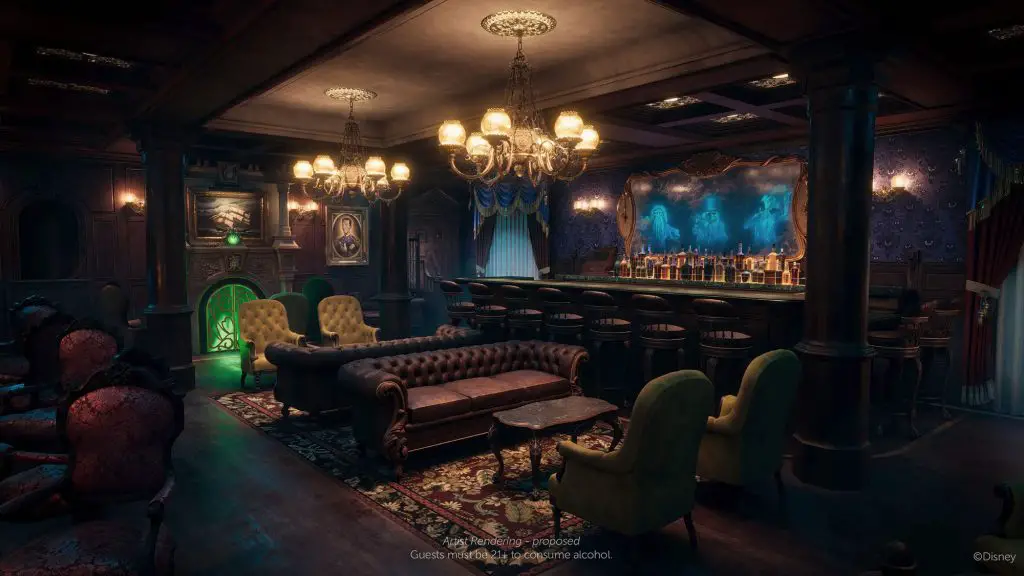 disney haunted mansion parlor for disney treasure cruise ship