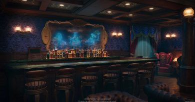 bar at disney haunted mansion parlor with 3 ghosts