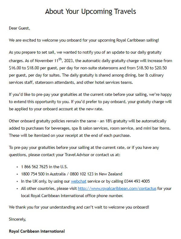 royal caribbean gratuity email