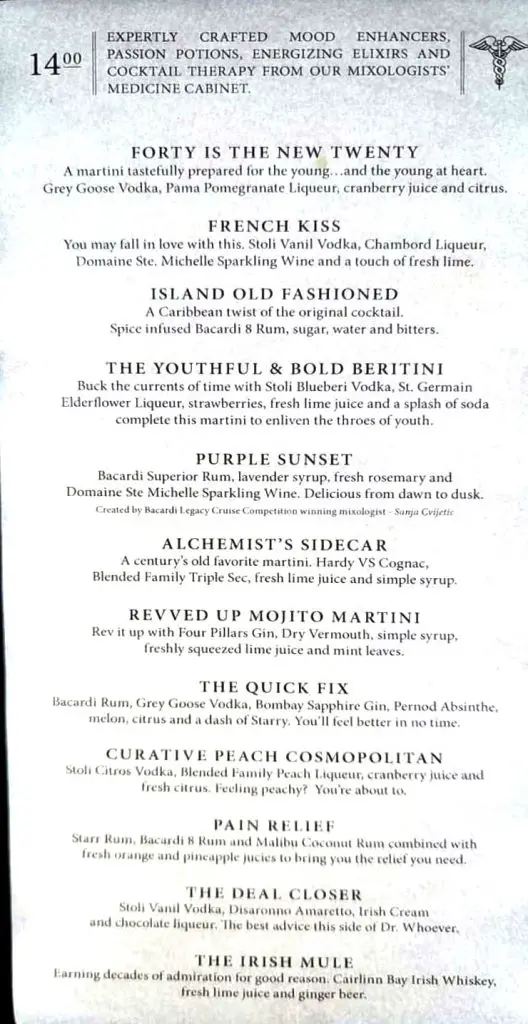 alchemy bar drink menu page 2