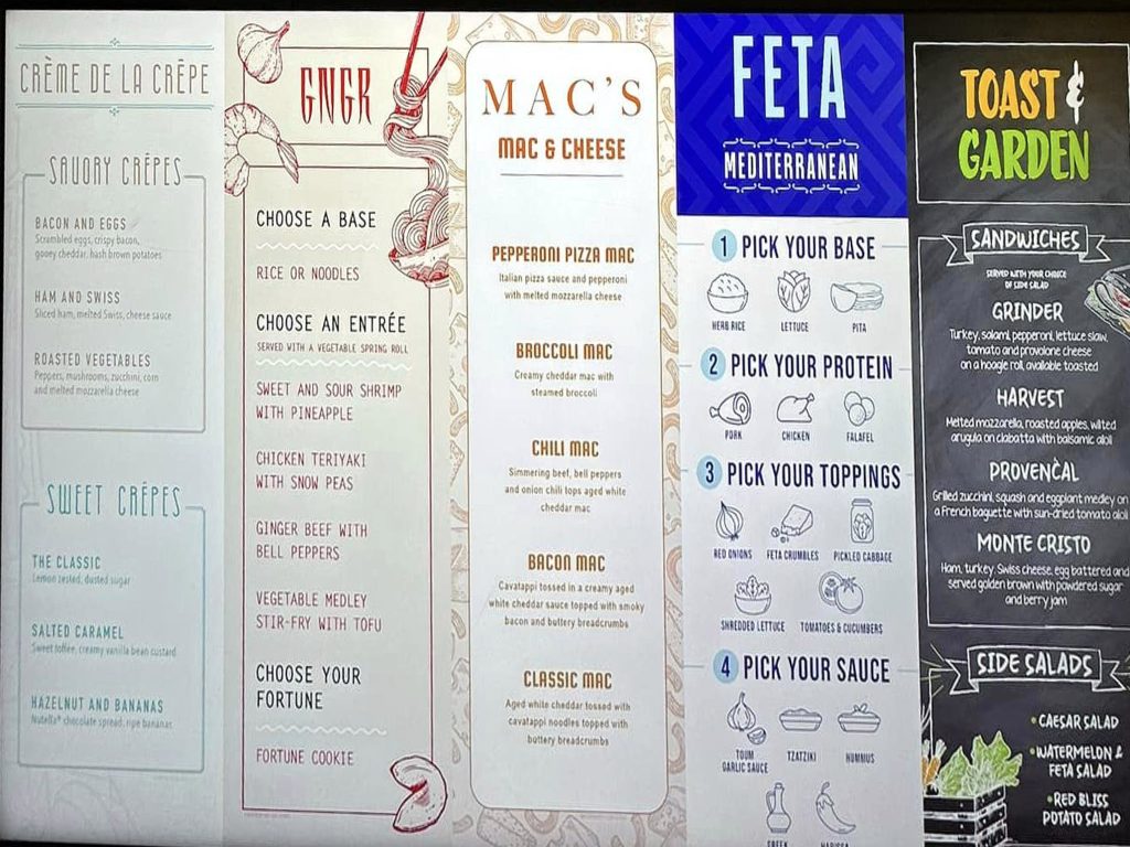aquadome market menu