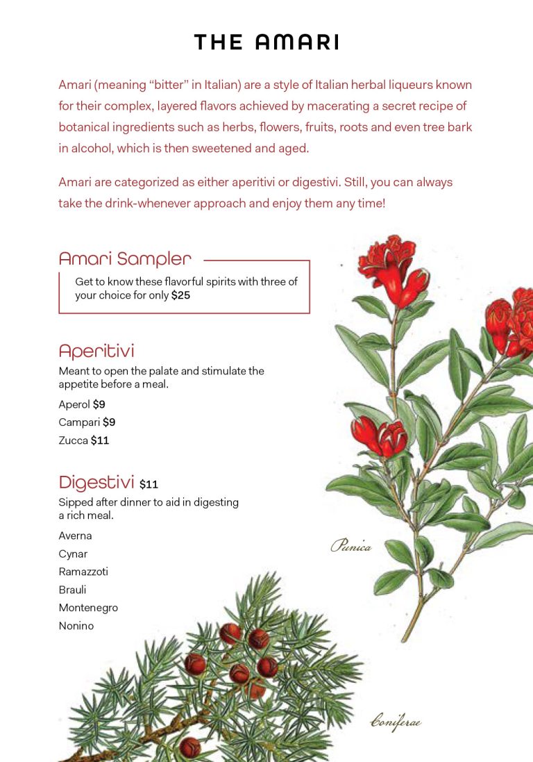 Amari Bar Menu page 1