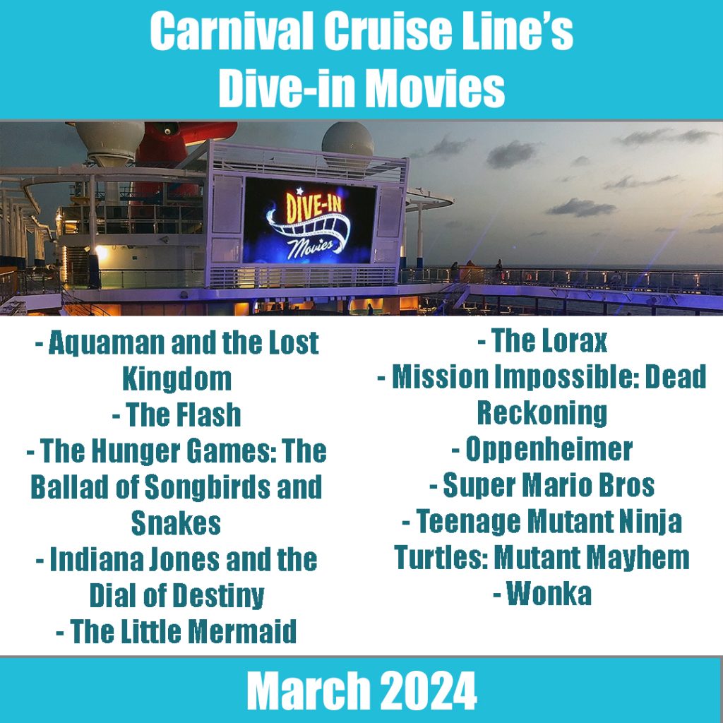carnival dive in movie list march 2024