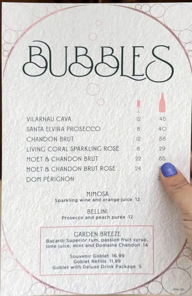 bubbles bar menu 