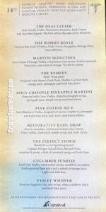 carnival mardi gras alchemy bar menu