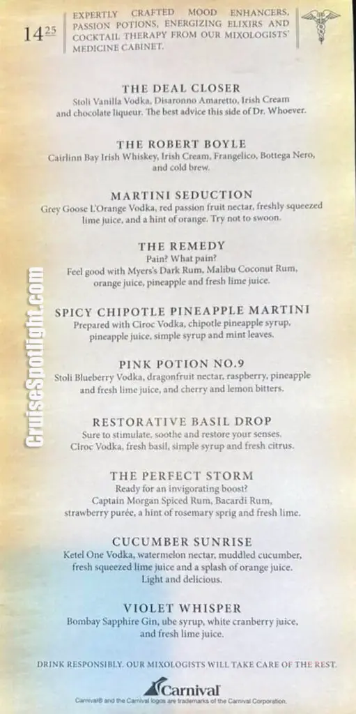 carnival alchemy bar menu dec 24 page 1