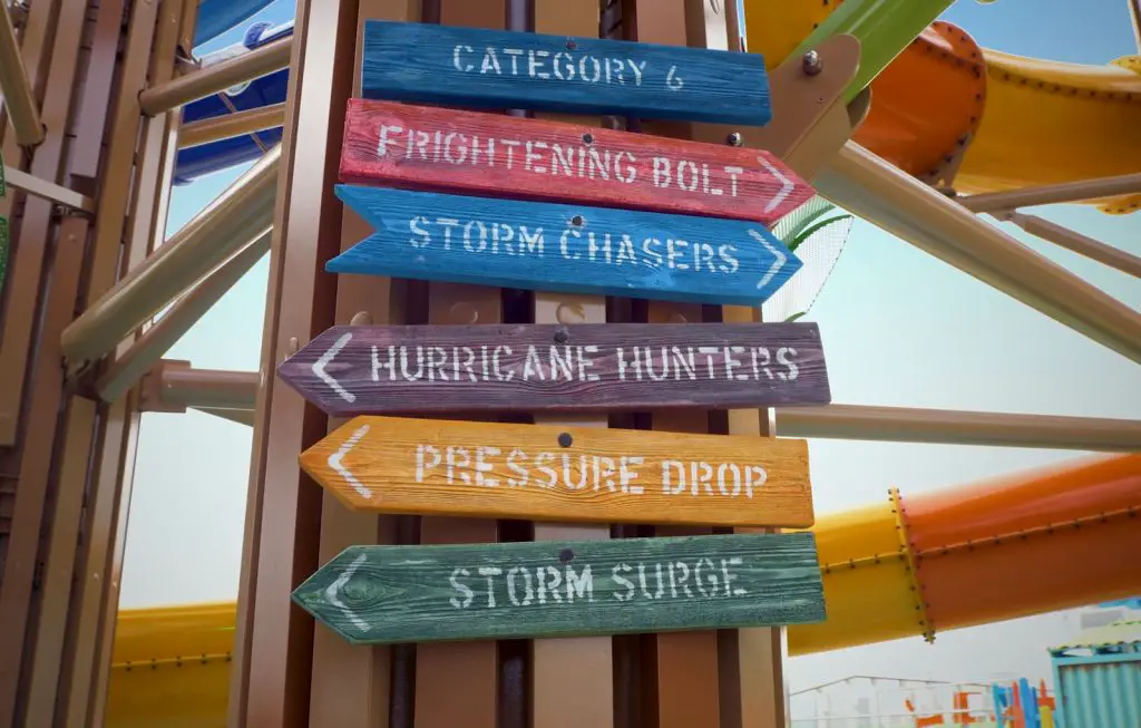 category 6 waterpark slide sign