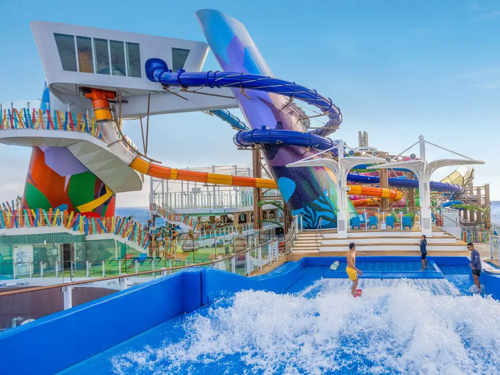 icon of the seas flowrider and category 6 waterpark