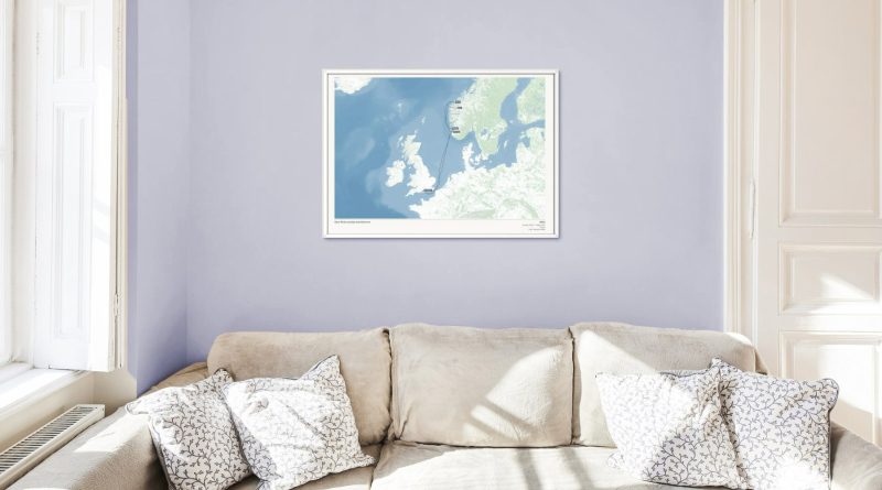 cruise cruise map in a frame over a couch