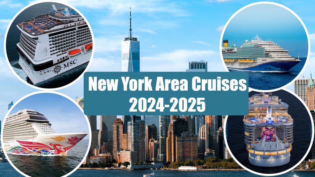 new york city skyline with 4 cruise ships