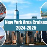 new york city skyline with 4 cruise ships