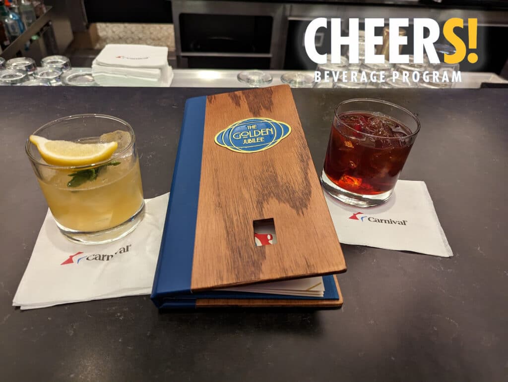 carnival bar menu with cocktails