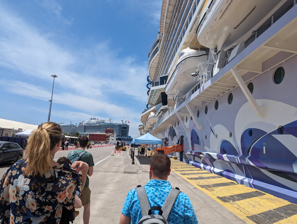 boarding norwegian viva at Piraeus port