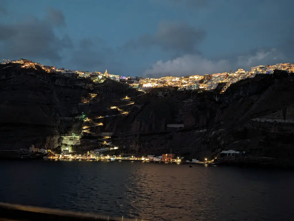 santorini at night