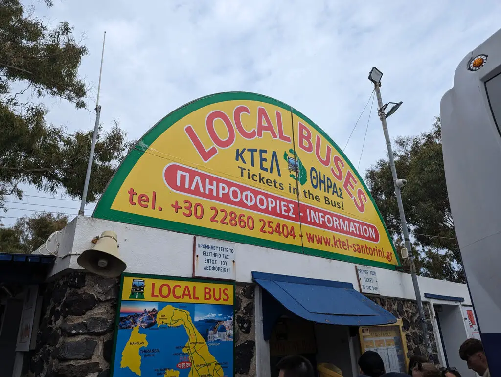 Santorini local bus sign