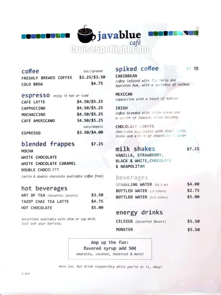 Carnival Splendor Bars (With Menus and Prices) - Cruise Spotlight