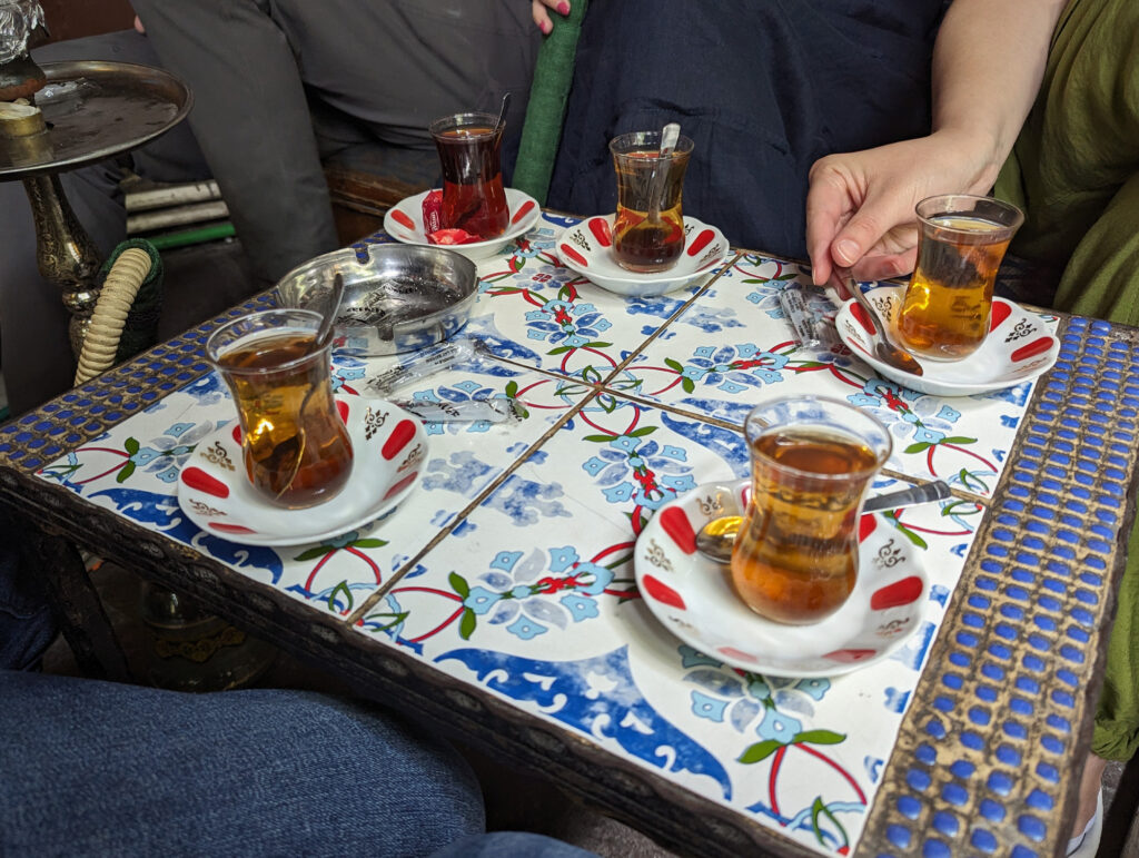 glasses of apple tea in instanbul