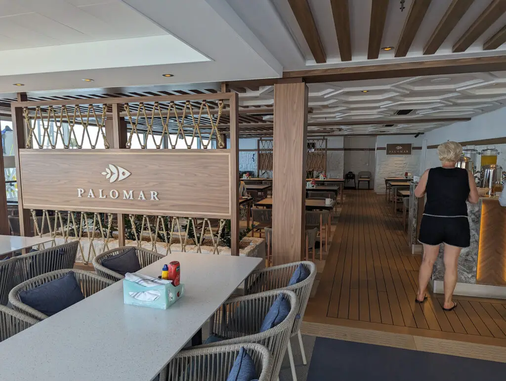 palomar outdoor restaurant seating on norwegian viva